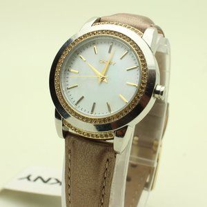 DKNY Round Glitz NY8676 Genuine Leather Women's Watch